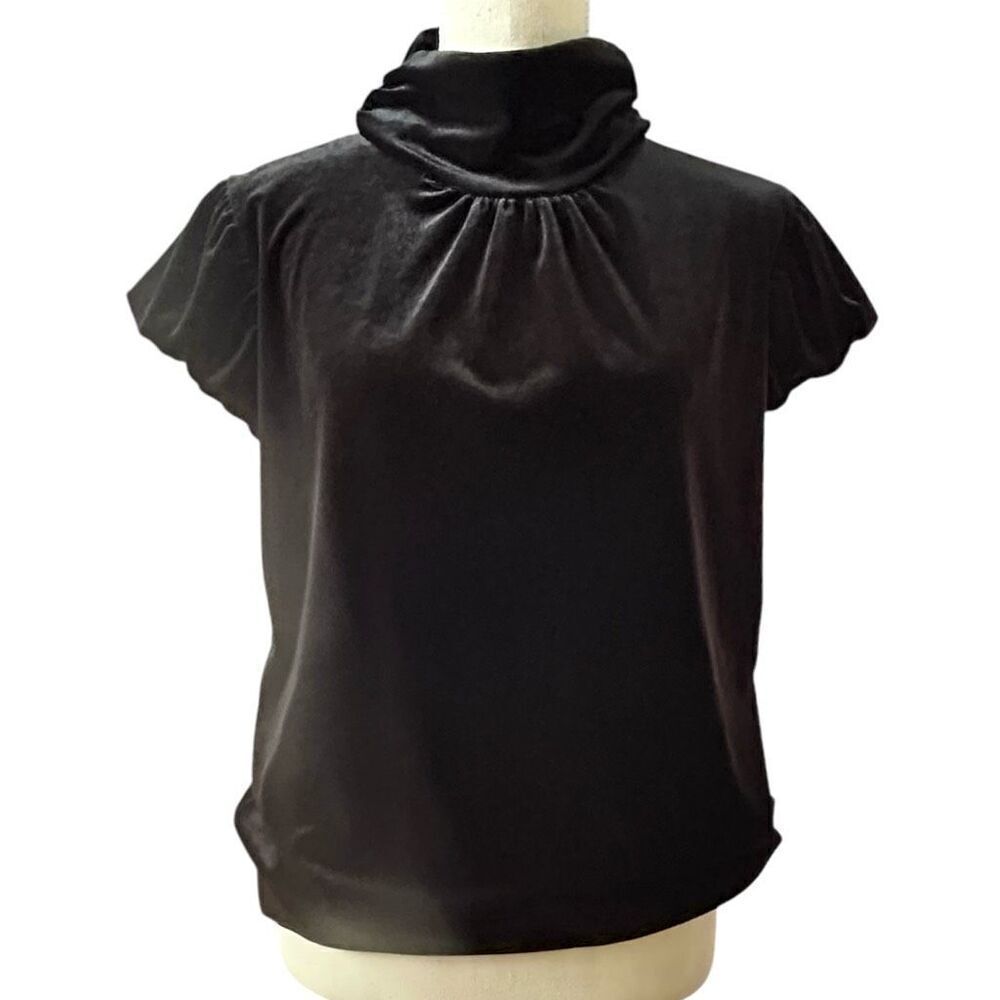 Vintage 90’s Necessary Objects Black Velvet Bubble Sleeve Top L